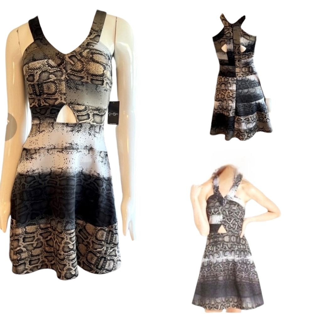 Jessica Simpson Women Mixed Reptilian Scuba Print Mini  US Size M